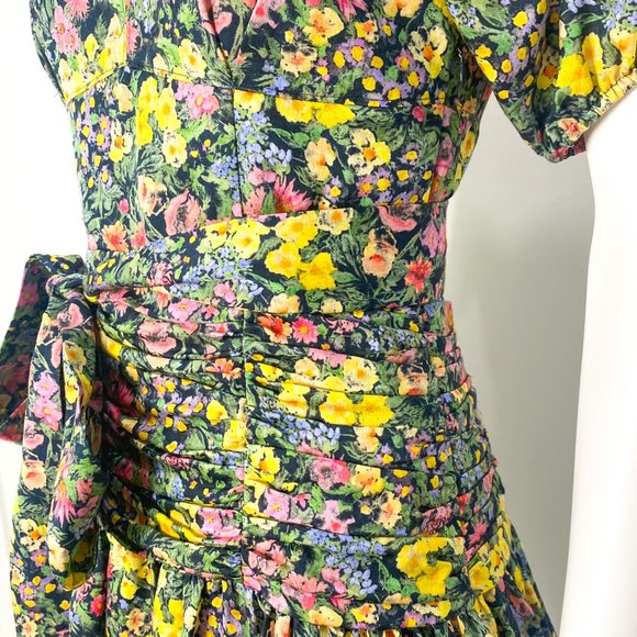 LoveShackFancy Ambrette Ditsy Floral Mini Dress in Night Sky Glow Added Tie Belt - Picture 11 of 17
